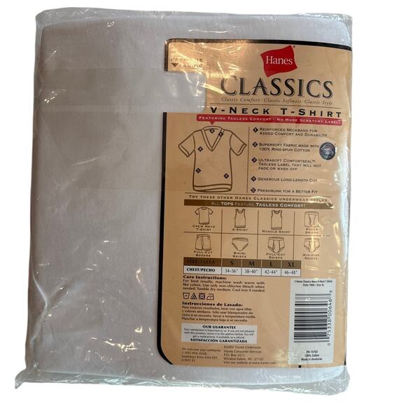 Hanes Classics T Shirts 3pk Mens Size XL White V Neck Undershirts Short Sleeve - Picture 3 of 4